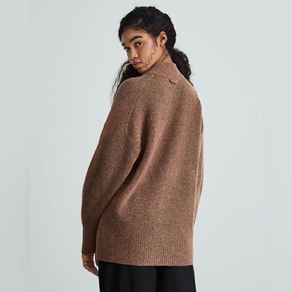 Everlane Cozy Stretch Heathered Mocha Wool Blend Pullover Sweater - Picture 8 of 11